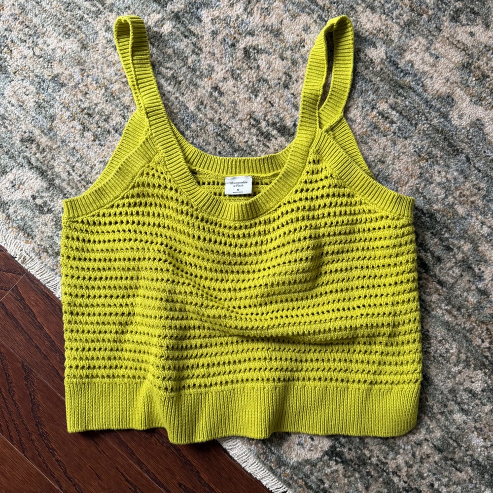 Abercrombie & Fitch Bright Lime Open-Weave Tank